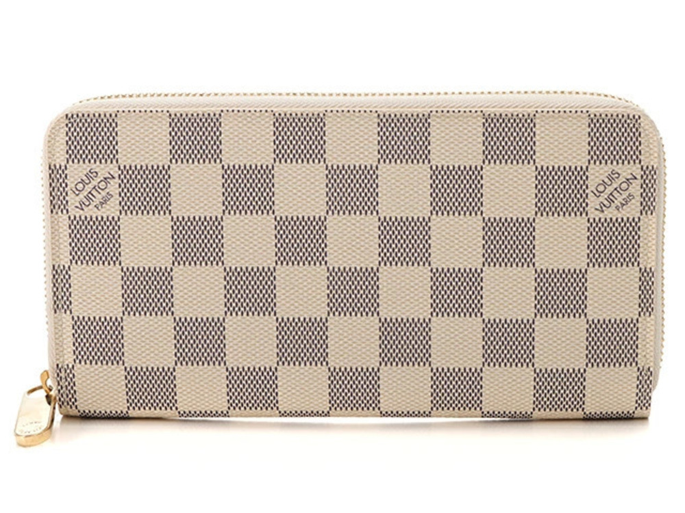 LOUIS VUITTON Zippy Wallet Damier Azur White Zip Long
